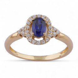 Anillo Zafiro Azul Liliane – Oro de 18K y Diamantes Naturales