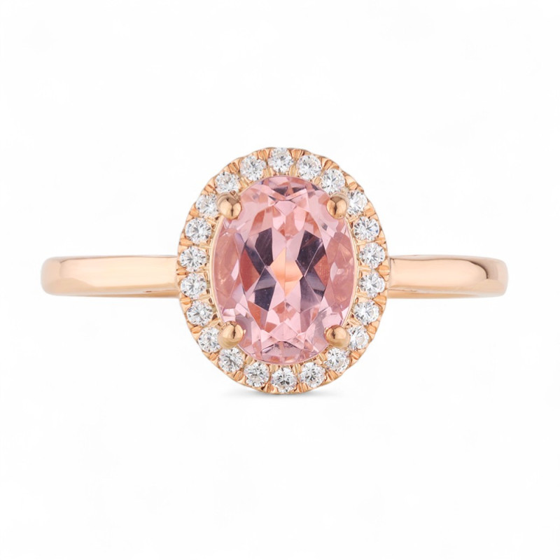 Bague Saphir Rose et Diamants Naturels Valeria en Or 18K