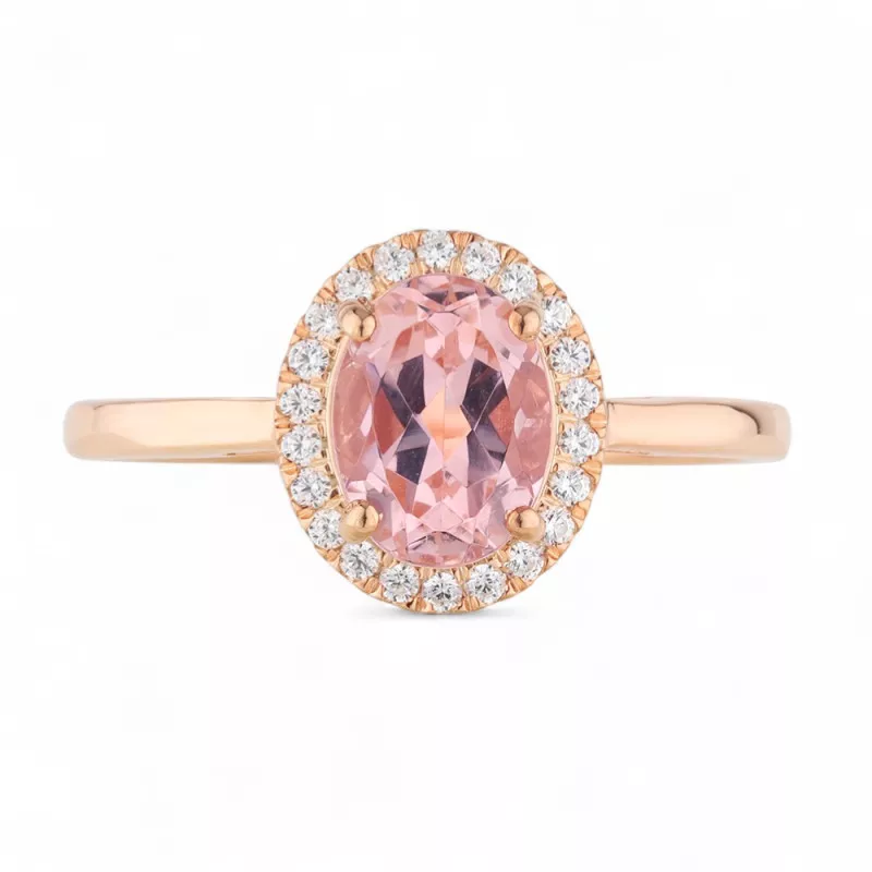 Valeria Pink Sapphire and Natural Diamond Ring in 18K Gold