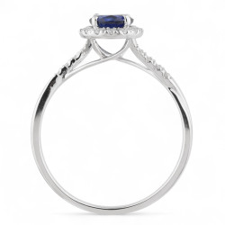 Anillo Zafiro Azul Leslie – Oro de 18K y Diamantes Naturales