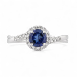 Anillo Zafiro Azul Leslie – Oro de 18K y Diamantes Naturales