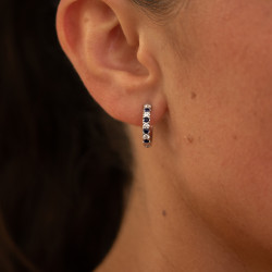 Jennifer Blue Sapphire Hoop Earrings in 18K Gold and Diamonds