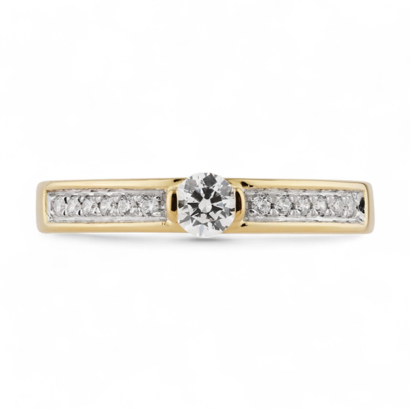 Cecile Solitaire Ring met Natuurlijke Diamanten in 18K Goud