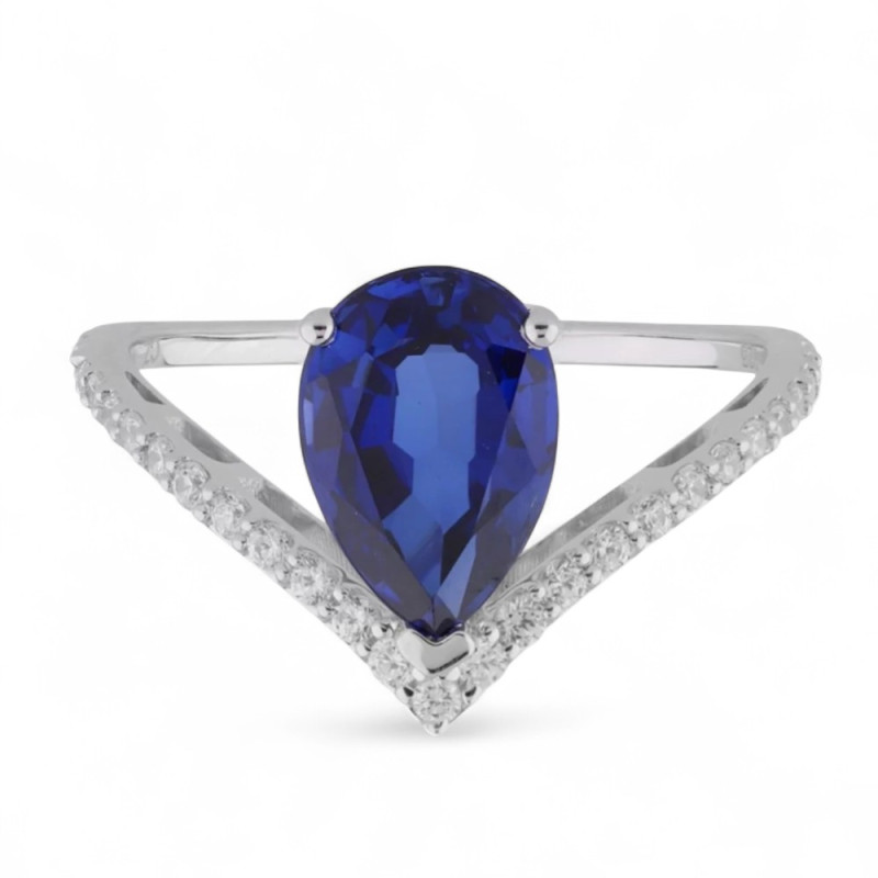 Bague Saphir Bleu et Diamants Naturels Kelly en Or 18K