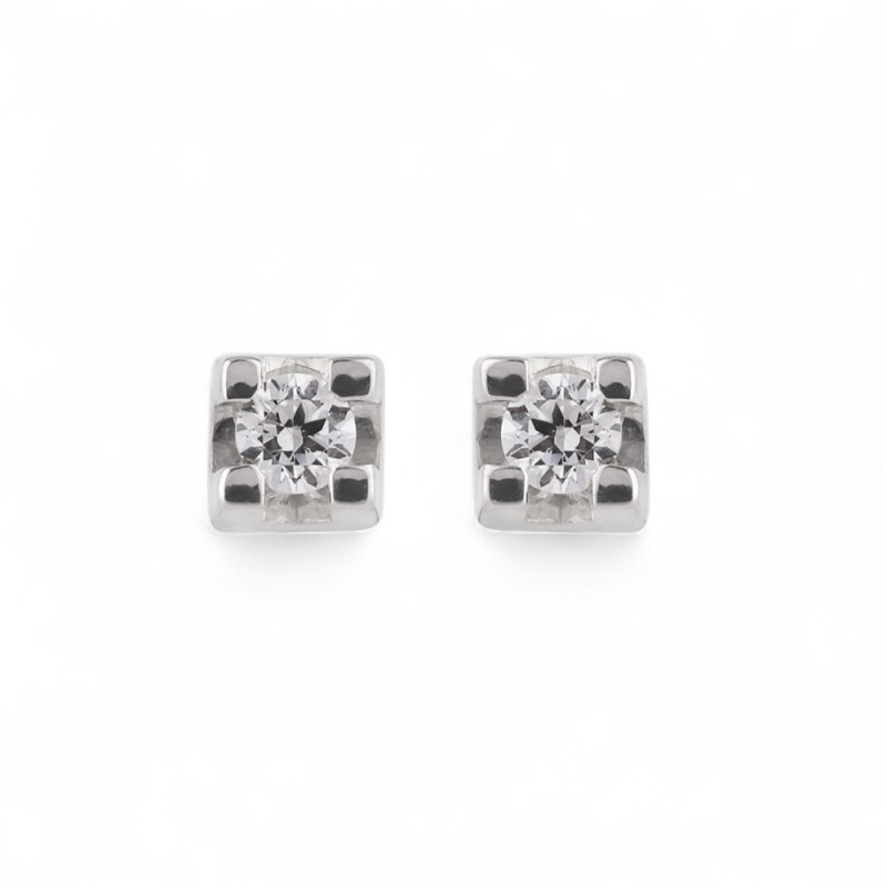 Solene Diamond Stud Earrings | 18K White Gold & Diamonds
