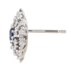 Boucles d’Oreilles Jessica Saphir Bleu Or 18K Diamants Naturels