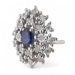 Boucles d’Oreilles Jessica Saphir Bleu Or 18K Diamants Naturels