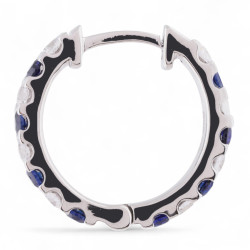 Jennifer Blue Sapphire Hoop Earrings in 18K Gold and Diamonds