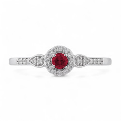 Zahra Round Ruby Ring – 18K Gold and Natural Diamonds