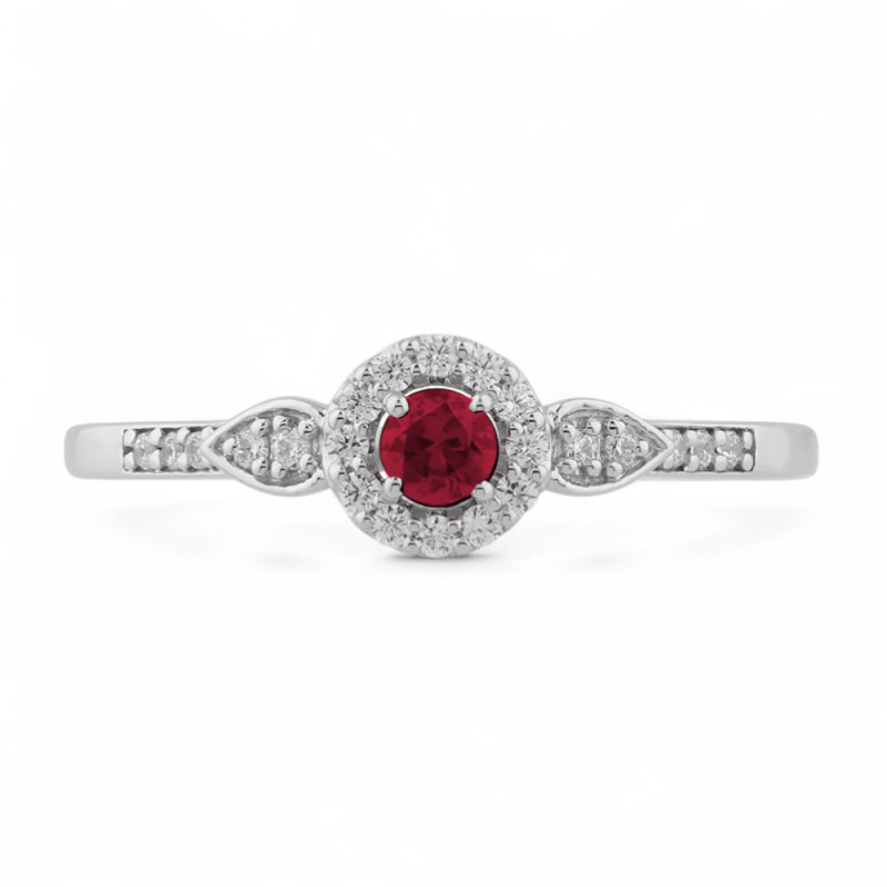 Bague Rubis Rond et Diamants Naturels Zahra en Or 18K