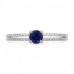 Anillo Zafiro Azul Lara – Oro de 18K y Diamantes Naturales