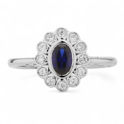 Anillo Zafiro Azul Katia – Oro de 18K y Diamantes Naturales