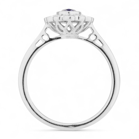 Anillo de Zafiro Azul y Diamantes Naturales Katia en Oro de 18K