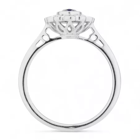 Bague Saphir Bleu et Diamants Naturels Katia en Or 18K