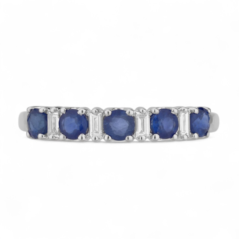 Bague Saphir Bleu et Diamants Naturels Lili en Or 18K