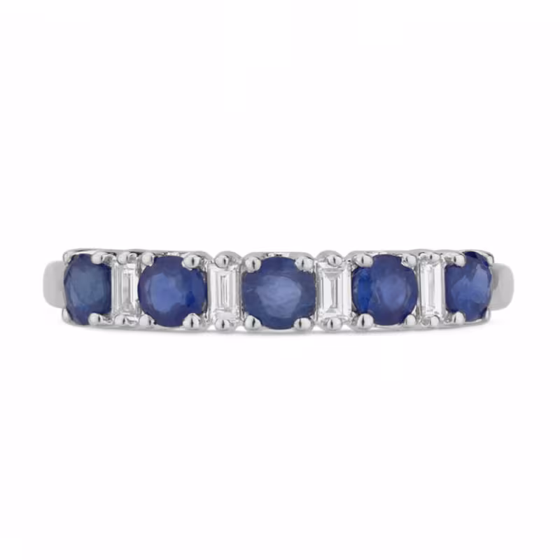 Lili Blue Sapphire and Natural Diamond Ring in 18K Gold