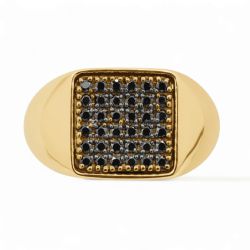 Bague Diamants Naturels Noirs Isadora Princesse en Or 18K