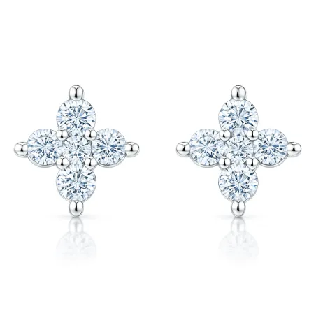 Puces D'oreilles Vintage Or 18k - Marguerite En Améthyste Et Zircon Blanc