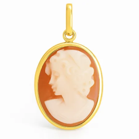 Pendentif Camée Profil Féminin Sculpté