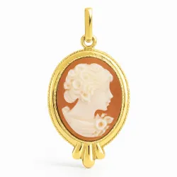 Anh&auml;nger Kamee Blumenprofil in 18K Gelbgold geschnitzt