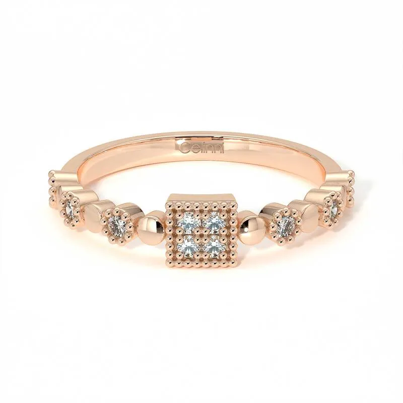 Demi-Alliance Diamants Bastille Or rose