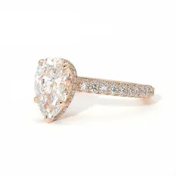 Verlobungsring Diamant Pamina II Birne Halo Versteckt | Celinni Paris