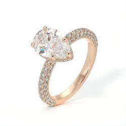 Verlobungsring Diamant Pamina II Birne Halo Versteckt | Celinni Paris