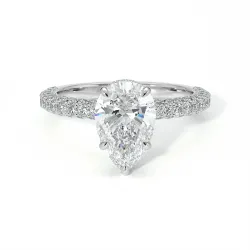 Verlobungsring Diamant Pamina II Birne Halo Versteckt | Celinni Paris