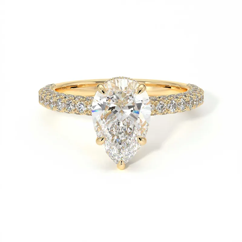 Bague de Fiançailles Diamant Pamina II Poire Halo Caché | Celinni Paris