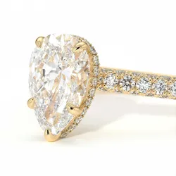 Bague de Fiançailles Diamant Pamina II Poire Halo Caché | Celinni Paris