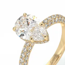 Verlobungsring Diamant Pamina II Birne Halo Versteckt | Celinni Paris