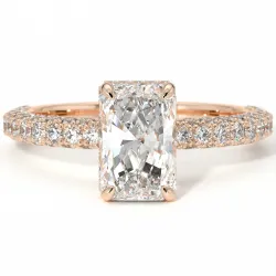 Anillo de Compromiso Diamante Pamina II Radiante Halo Oculto | Celinni Paris