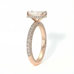 Anillo de Compromiso Diamante Pamina II Radiante Halo Oculto | Celinni Paris