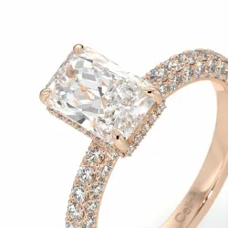 Anillo de Compromiso Diamante Pamina II Radiante Halo Oculto | Celinni Paris