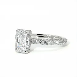 Anillo de Compromiso Diamante Pamina II Radiante Halo Oculto | Celinni Paris