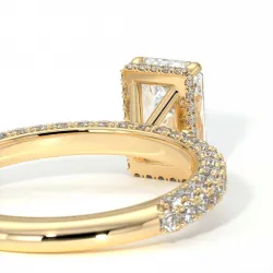 Anillo de Compromiso Diamante Pamina II Radiante Halo Oculto | Celinni Paris