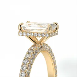 Anillo de Compromiso Diamante Pamina II Radiante Halo Oculto | Celinni Paris