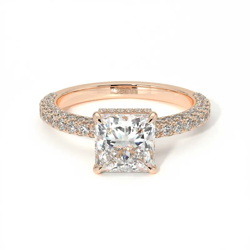 Verlobungsring Diamant Pamina II Prinzessin Halo Versteckt | Celinni Paris