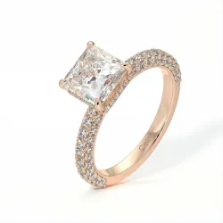 Pamina II Princess Halo Hidden Diamond Engagement Ring | Celinni Paris