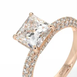 Anillo de Compromiso Diamante Pamina II Princesa Halo Oculto | Celinni Paris