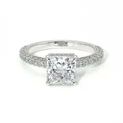 Pamina II Princess Halo Hidden Diamond Engagement Ring | Celinni Paris