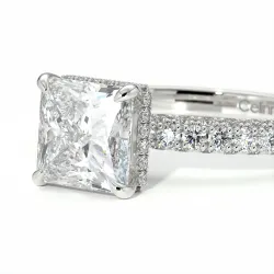 Pamina II Princess Halo Hidden Diamond Engagement Ring | Celinni Paris