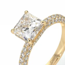 Verlovingsring Diamant Pamina II Princess Halo Verborgen | Celinni Parijs