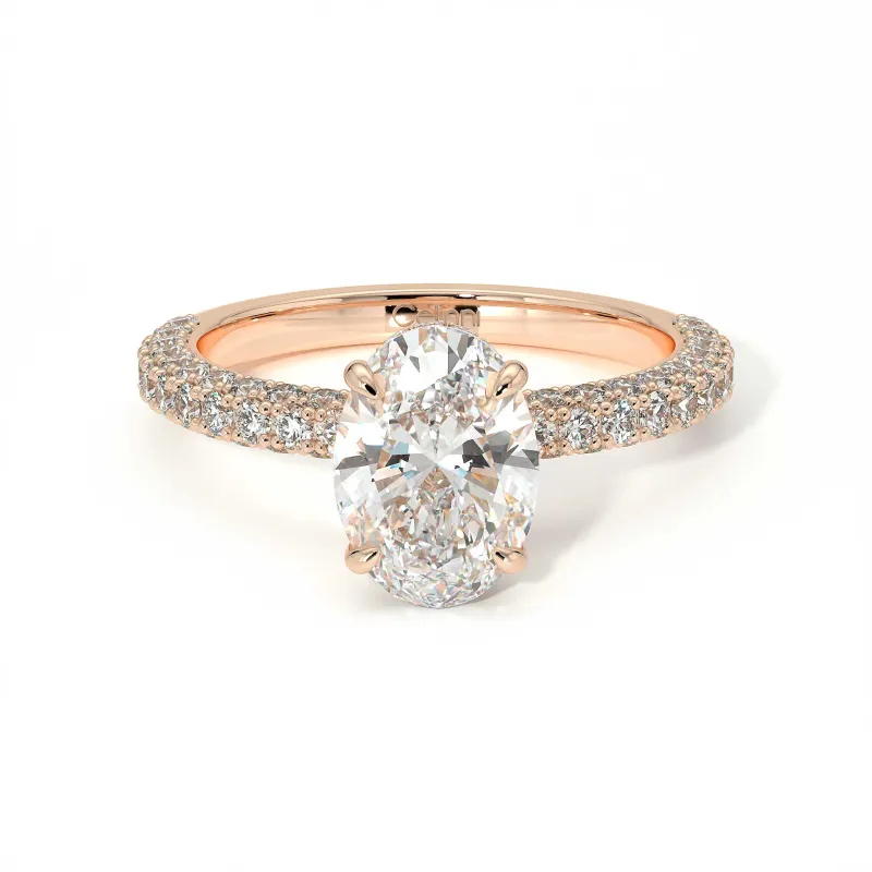 Anillo de Compromiso Diamante Pamina II Oval Halo Oculto | Celinni Paris