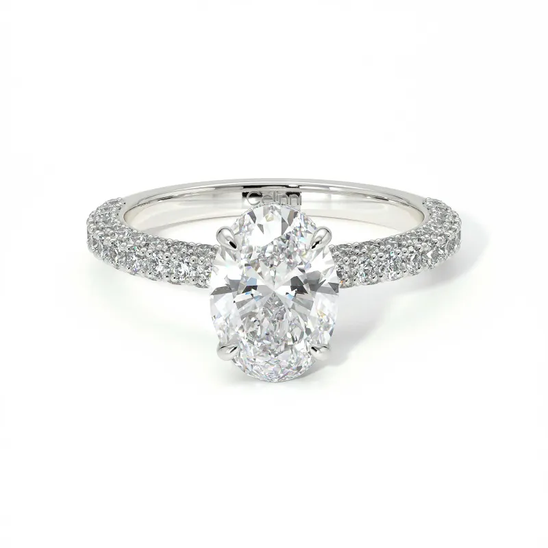 Pamina II Oval Halo Hidden Diamond Engagement Ring | Celinni Paris