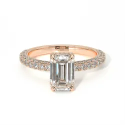 Pamina II Diamond Engagement Ring Hidden Emerald Halo | Celinni Paris