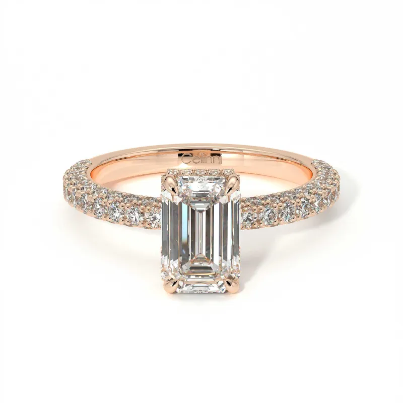 Bague de Fiançailles Diamant Pamina II Émeraude Halo Caché | Celinni Paris