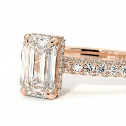 Anillo de Compromiso Diamante Pamina II Esmeralda Halo Oculto | Celinni Paris