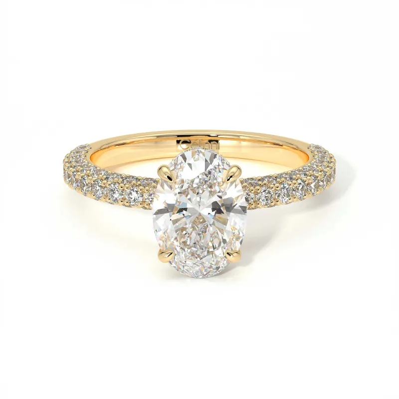 Verlobungsring Diamant Pamina II Oval Halo Versteckt | Celinni Paris