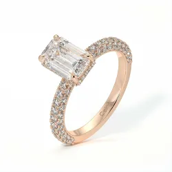 Verlobungsring Diamant Pamina II Smaragd Versteckter Halo | Celinni Paris